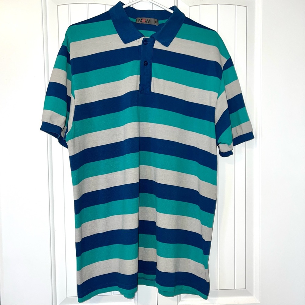MAXWORKWEAR Polo Shirt Mens 3X Striped preppy rugby Short Sleeve MXW 3XL Grandpa - Picture 3 of 10